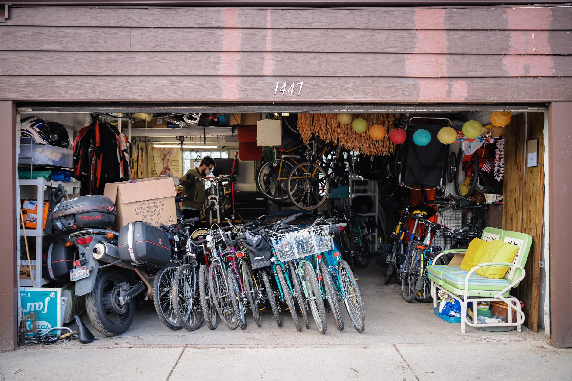 bicycles in Dana Smith's garage