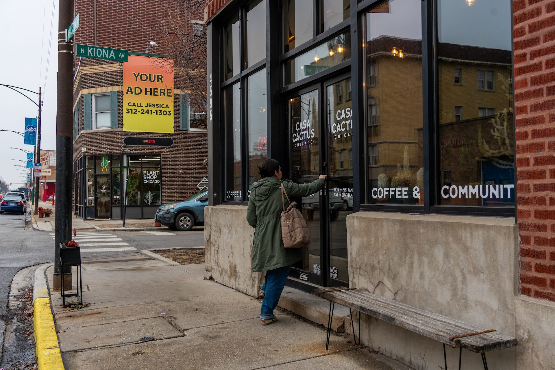 A customer walks into Casa Cactus, a cafe across the street from Ozzy Gámez and Frank Quezada's first business, The Plant Shop.